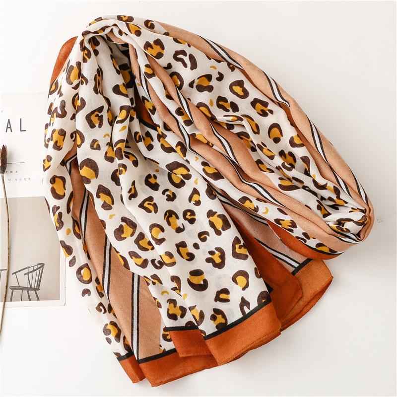 Women's Fashion Leopard Print Tassel Scarf - Lightweight Breathable Pashmina Scarf, Suitable for Beach Activities