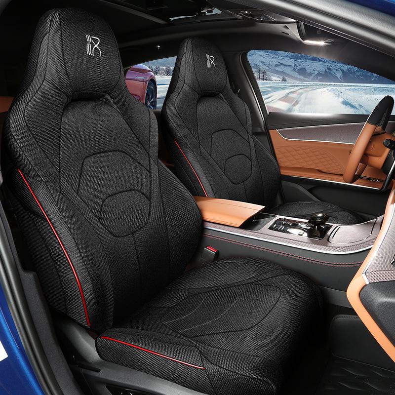 Breathable Linen Car Seat Cover for BYD Han: 5-Seater, All-Season, Full Surround Universal Cushion