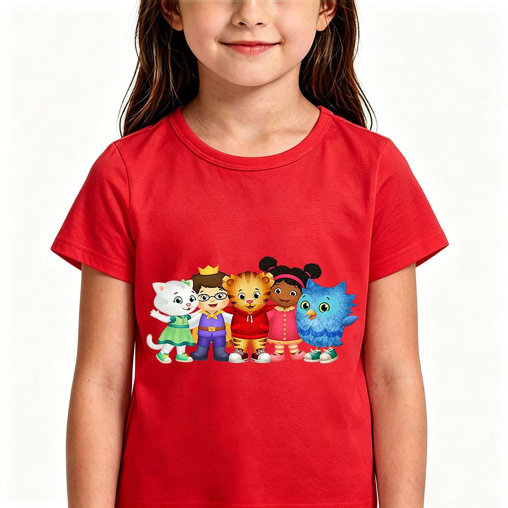100% Bavlna Dětské Tričko Daniel Tiger'S Neighborhood Kreslený Potisk Trička Roztomilá Kluci Dívky Krátký Rukáv 2-12 Let Dětské Vrchní Díl Léto