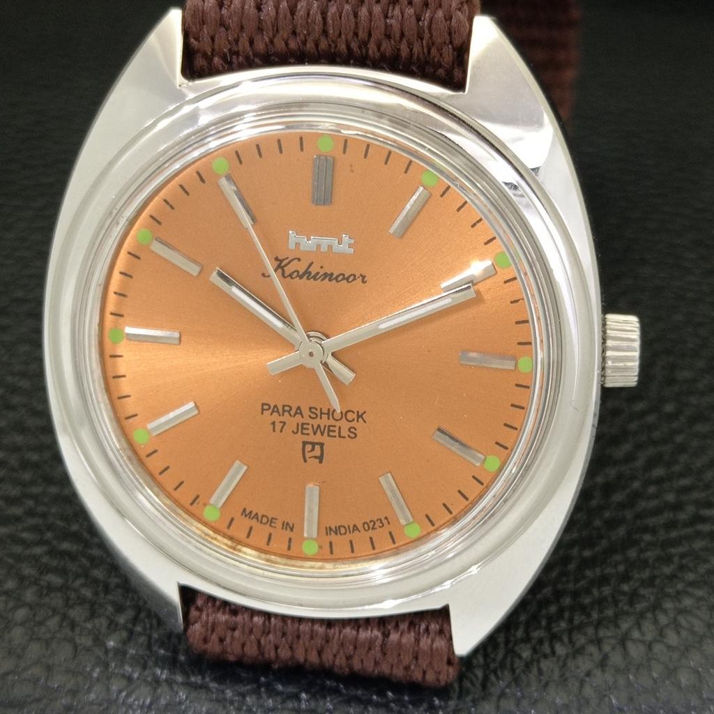 HANDAUFZUG VINTAGE HMT KOHINOOR INDISCHE HERRENUHR BRAUNES ZIFFERBLATT a440966-4