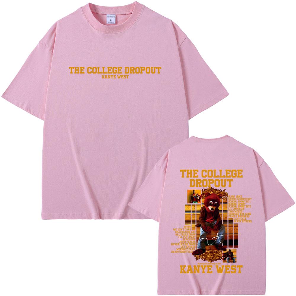 Rapper Kanye West The College Dropout Bear Graphic T-shirt Men Women Hip Hop Pop Music T Shirts Casual Cotton Vintage T-shirts
