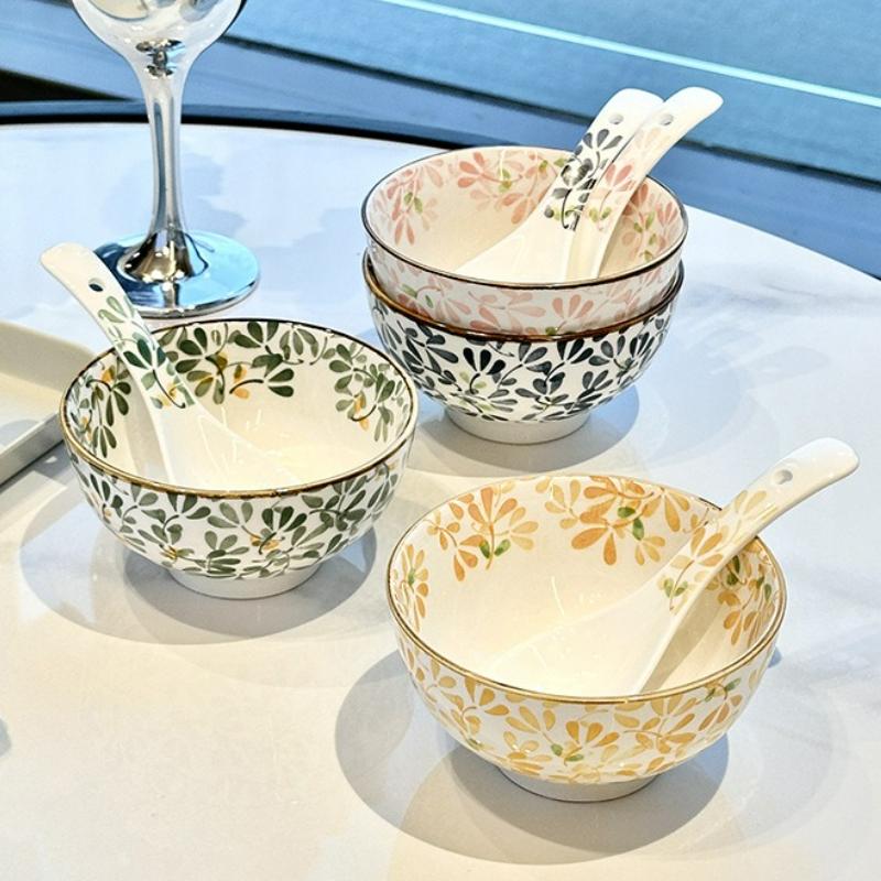 Janpanese Style Ceramic Bowl Creative Retro Hand-painted Ceramic Anti-scald Soup Bowl Home Kitchen Noodle Ramen Tableware Bowl