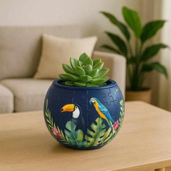 3D Puslespill Plantekasse DIY Blomsterpotte Sammenlåsende Puslespillbiter Sukkulenter Plantekasse for Hjemmekontor Skrivebordsdekor Innendørs Kaktus