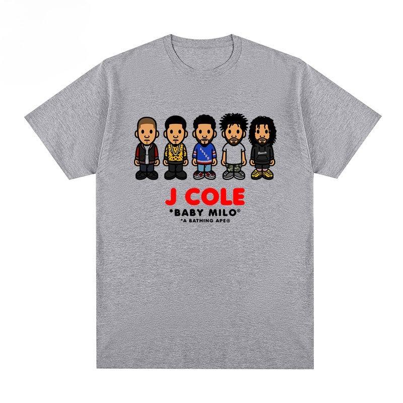 J Cole Short Sleeve T-Shirt Cole Album Cover Vintage European and American Casual 4 Your Eyez Only Male and Female Tee