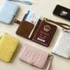 Portable PU Leather Passport Holder Hanging Rope Letter Certificate Storage Bag Card Case Airplane Check-in Storage Card Bag