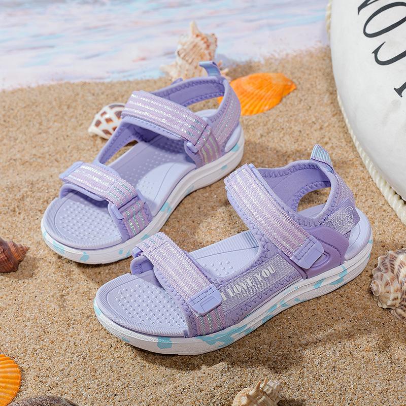 Girls Sandals Lightweight Simple Velcro Summer Pink Cute Girls Sandals Middle and Older Children Elementary School Casual Shoes