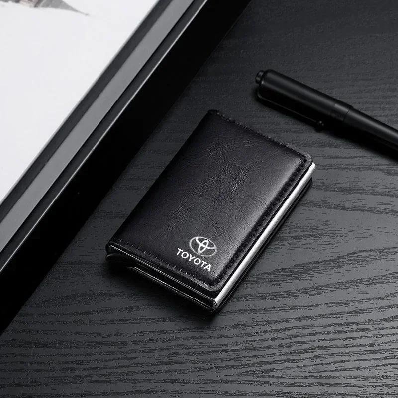 1Pcs Car Logo Active Leather Pop up Wallet Credit Card Storage For Toyota Yaris Hilux Corolla Prius Avensis Emblem Auris Rav4