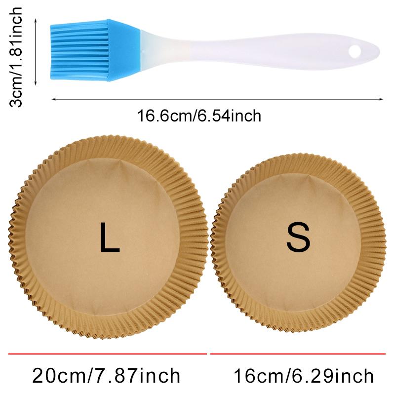 50/100 Stück Heißluftfritteuse Papierplatte mit Zufallsfarbe Ölpinsel 16cm/18cm Einweg Spezialpapierplattenunterlage Küchenhelfer Set ZYF
