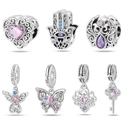 Culoare Argint S925 Romantic Retro În Formă de Inimă Guardian Farfurie Margele Charmuri Potrivite Brățări Originale S925 Bijuterii DIY Cadou