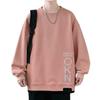 Mens Casual Crewneck Sweatshirt Letter Print Loose Fit Long Sleeve Wear