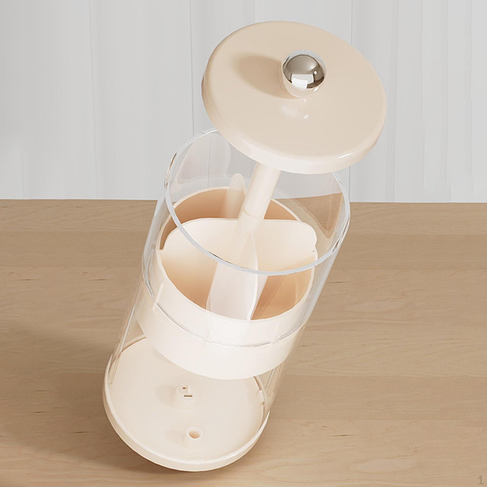 

Auto Rising Makeup Brush Holder Cosmetic Tools Organizer Compact Multipurpose with Lid Storage for Milky white