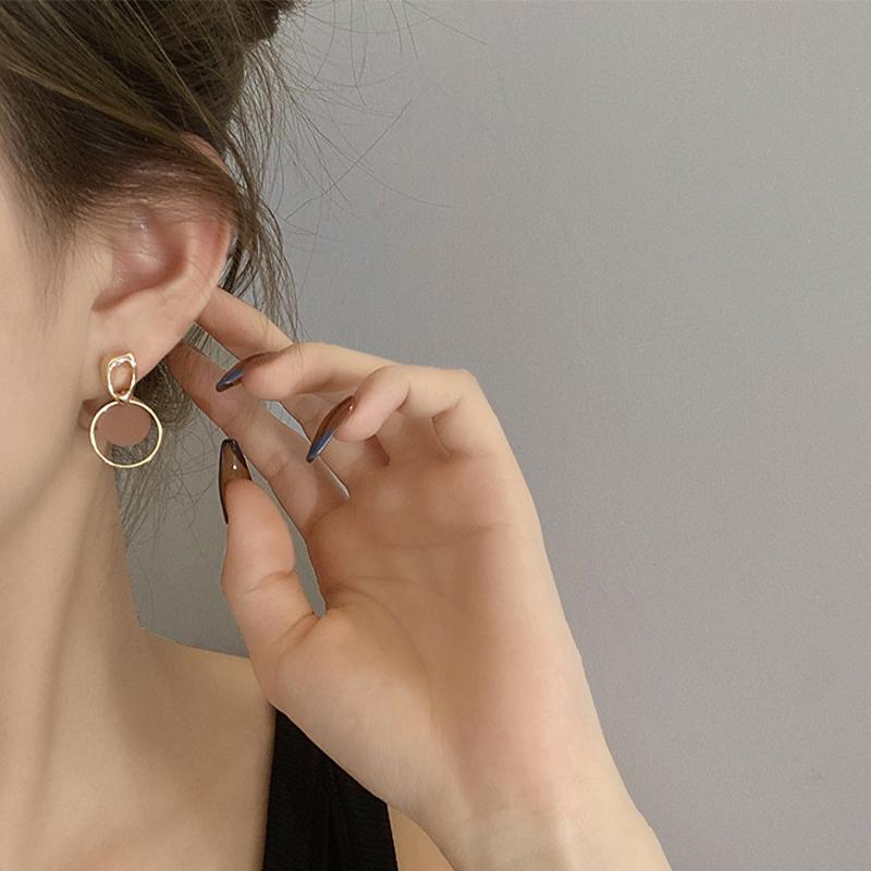 New Color Dangle Earring For Women Round Metal Crystal Brincos Sweet Wedding Party Fashion Jewelry Gift