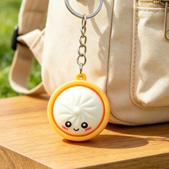 3Pcs Mini Dumpling Keychain Pendant Soft Food Charm Cartoon Snack Accessories for Bags Car