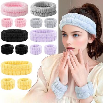 Face Washing Hair Band, Face Washing Hair Tie, Women's Head Band, Solid Color Plush, Home Makeup Head Band, Hair Tie