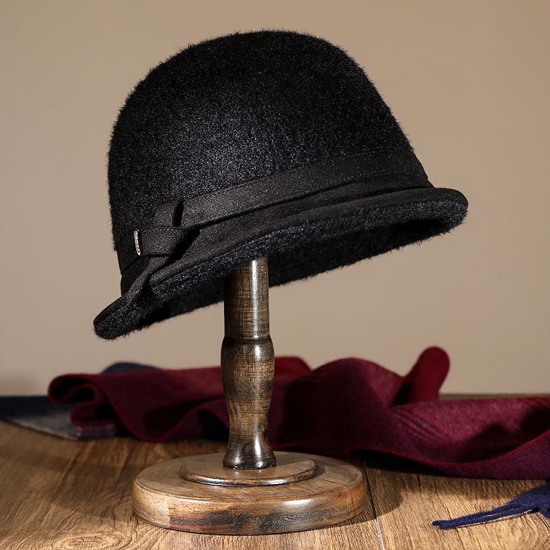 High-end Middle-aged Elderly Velvet Warm Hat, Female Mother Temperament Mink Top Hat, Autumn and Winter Basin Hat, Old Lady Hat