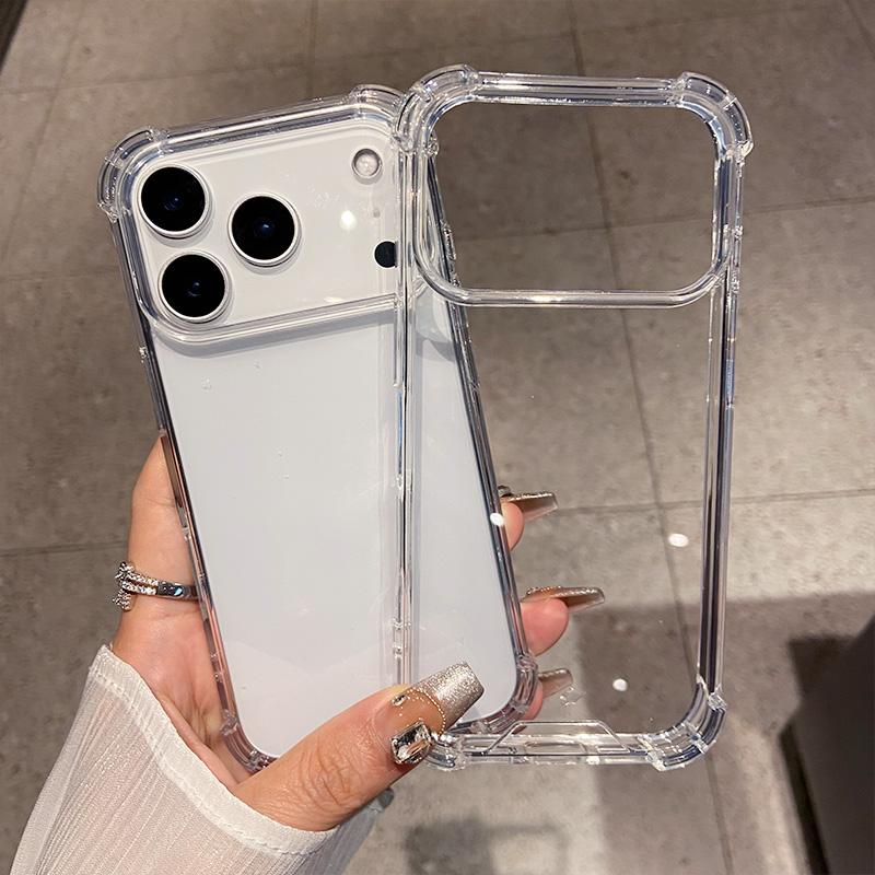 Luxury Transparent Shockproof Four Corner Package Case for IPhone 17 Air 16 15 14 13 12 Pro Max Acrylic Back Cover Shell