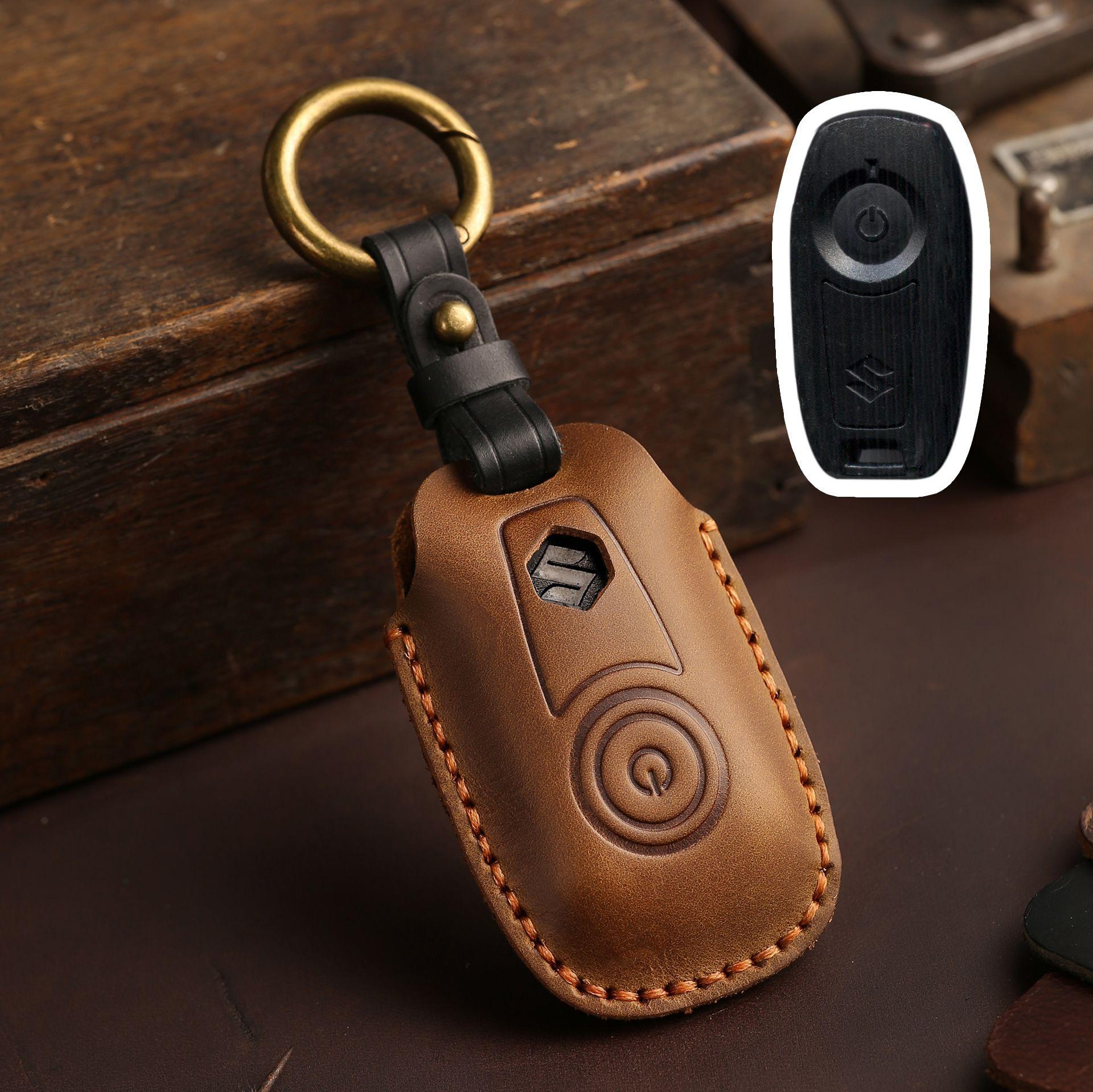 

Suzuki Starter Car Key Cover Imported Super Vitra Remote Control Bag Buckle Case Genuine Leather Cowhide коричневый