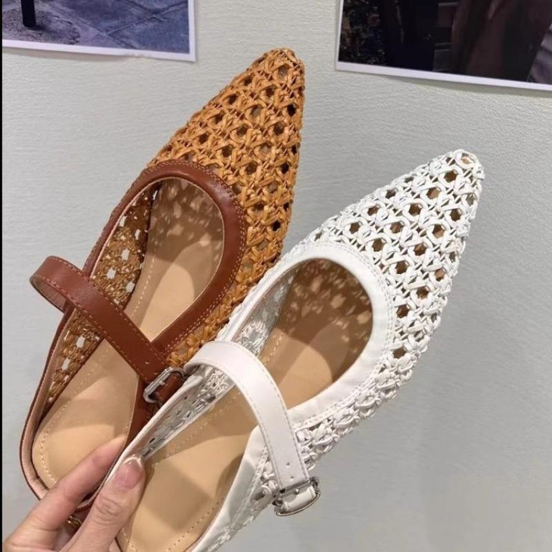 Fashion Breathable Mesh Ballet Flats2025Women's Summer New Pointy Comfortable Breathable Sandals Women's Openwork Designer Women's Shoes