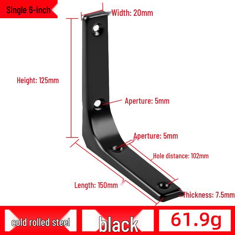 Triangular Wall Shelf Bracket: Bent, Load-Bearing Iron Support for Storage Racks