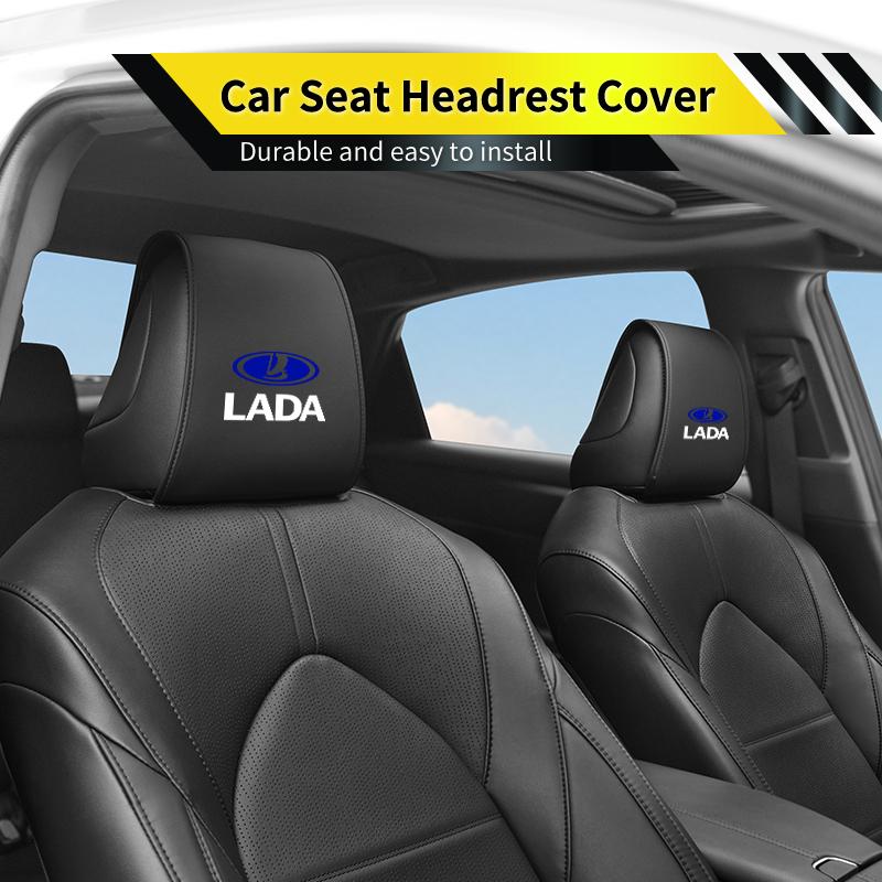 Car Seat Headrest Cover Leather Neck Pillow Protector Accessories For Lada Priora Sedan Sport Kalina Granta Vesta Niva Largus V
