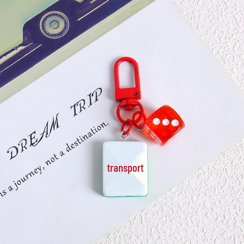 3D Resin Mahjong Pendant Keychain - Lucky Dice Charm Gift