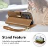 Wallet Case for Samsung Galaxy S25 Edge S25 S24 Ultra S24 FE Lanyard Zipper Dual Card Holder Flip Stand Magnetic Buckle Cover