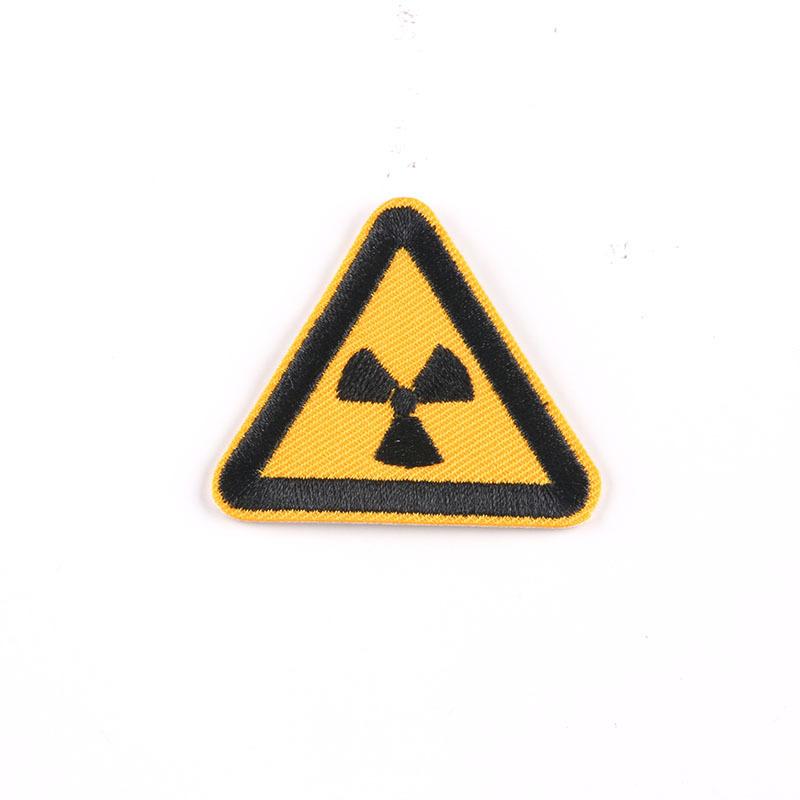 Embroidery logo triangle traffic sign badge clothing accessories English letter patch embroidery cloth sticker