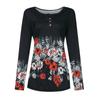 Women's Fashion Button Print Loose Casual Long-Sleeved T-Shirt Tops