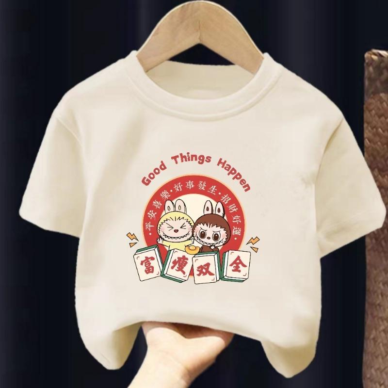 Monster Elf Cartoon Graphic Kids Adult Labubu Printed T-shirt Summer Casual Women's Clothing Loose Girl Short Sleeve Tees Top