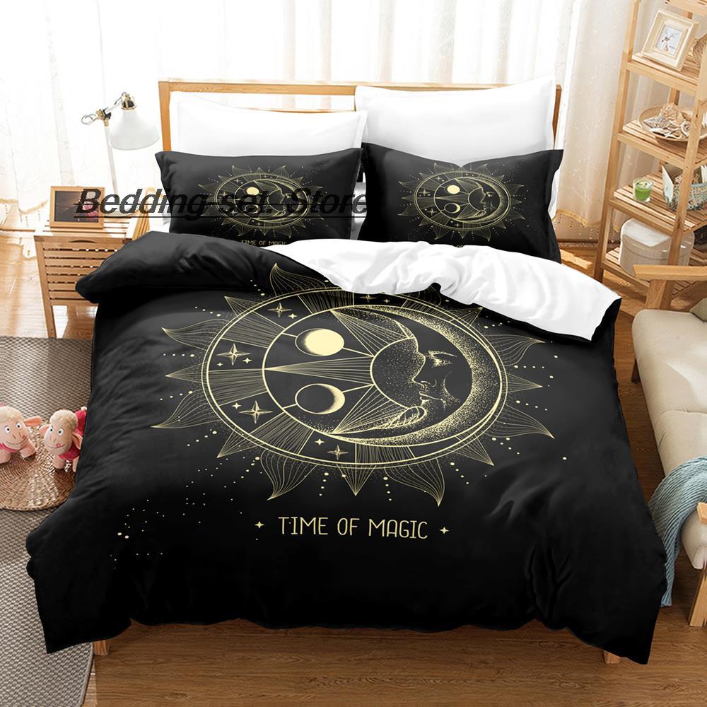 Hot Sale Witch Moon Bedding Set Single Twin Full Queen King Size Bed Set Aldult Kid Bedroom Duvetcover Sets Anime Bed Sheet Set
