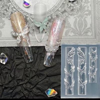3D Silikon Nagelform Blume Schleife Schmetterling Nägel Vorlagen Transparente Form DIY Nail Art Dekor Stamping Platten Maniküre Werkzeuge