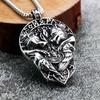 Nordic Stainless Steel Viking Rune Necklace with Celtic Wolf and Raven Design
