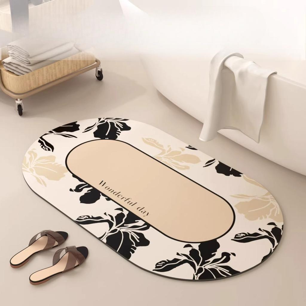 Nordic Style Bathroom Floor Mat, Diatom Mud Absorbent Mat, Bathroom Bathroom Toilet Door Non-Slip Foot Mat