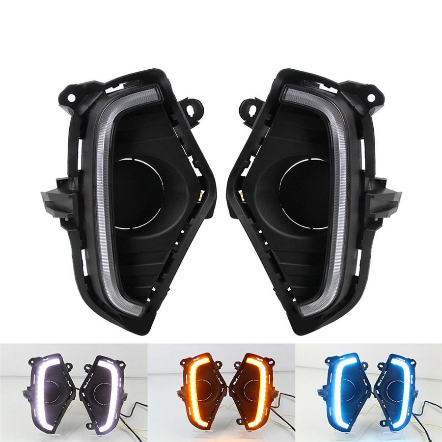 2× DRL Daytime Running Light LED Fog Lamp W/ Turn Signal For RAV4 2019-22 Toyota