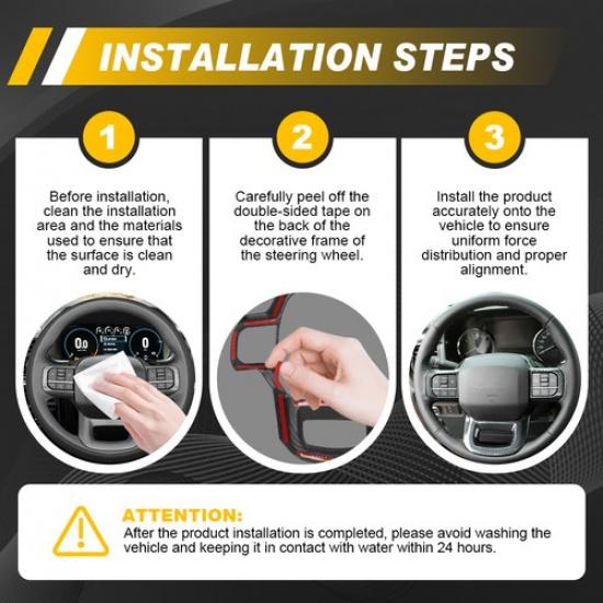 Steering Wheel Cover For Ford F150    2024 2025 Carbon Fiber Black K