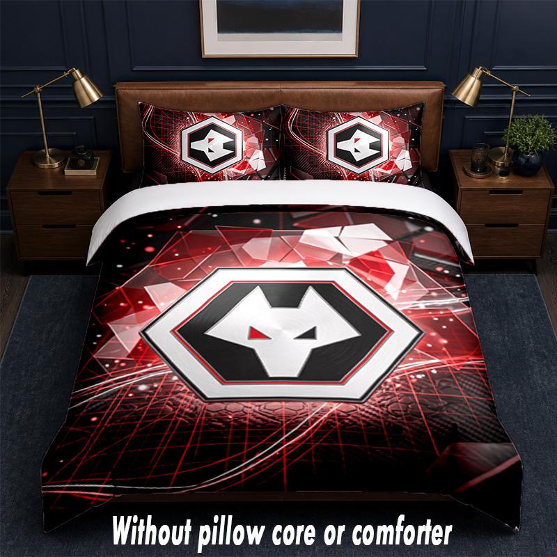 Wolverhampton Wanderers Football Design Bed Bedding Set 1 Duvet Cover + 2 Pillowcases Soft Breathable Household Bed Linens