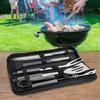 Akcesoria Sztućce Do Grillowania W Etui Z Rączką Przybory 5 Sztuk Ze Stali