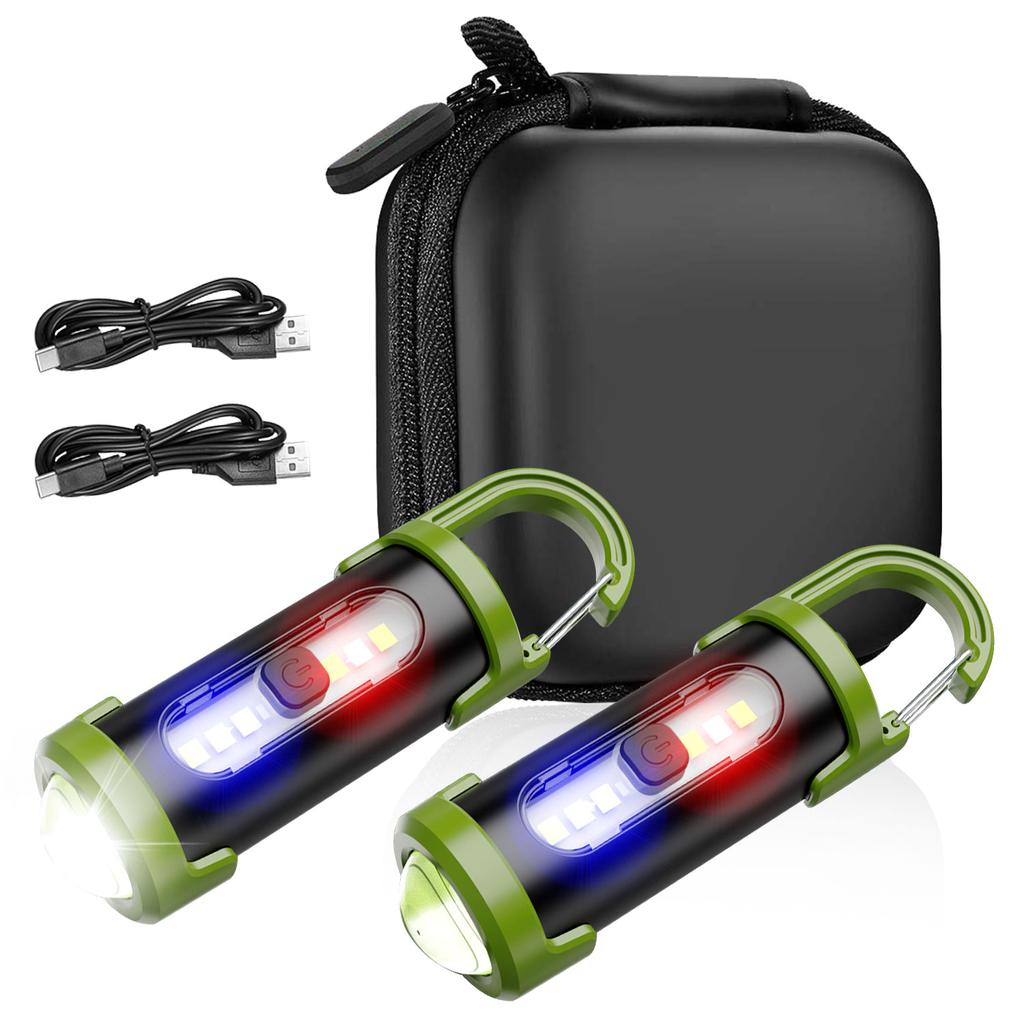 Powerful EDC LED Flashlight Keychain Rechargeable Hanging Portable Flashlights Waterproof Keyring Camping Walking Pocket Lamp