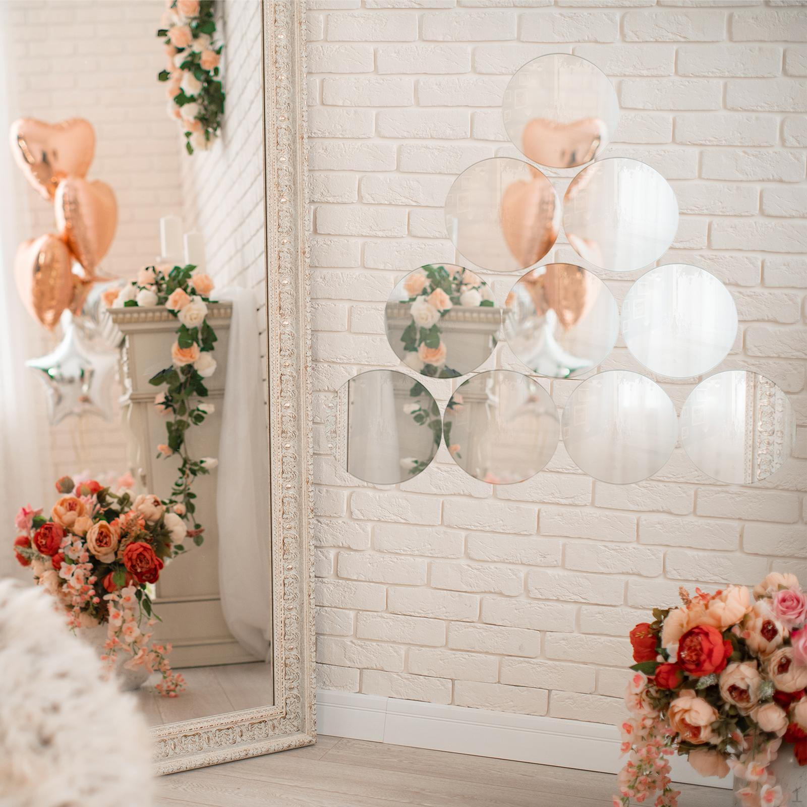 

10 Акриловых Круглых Зеркальных Тарелок для Хранения и Демонстрации Ювелирных Изделий Silvery