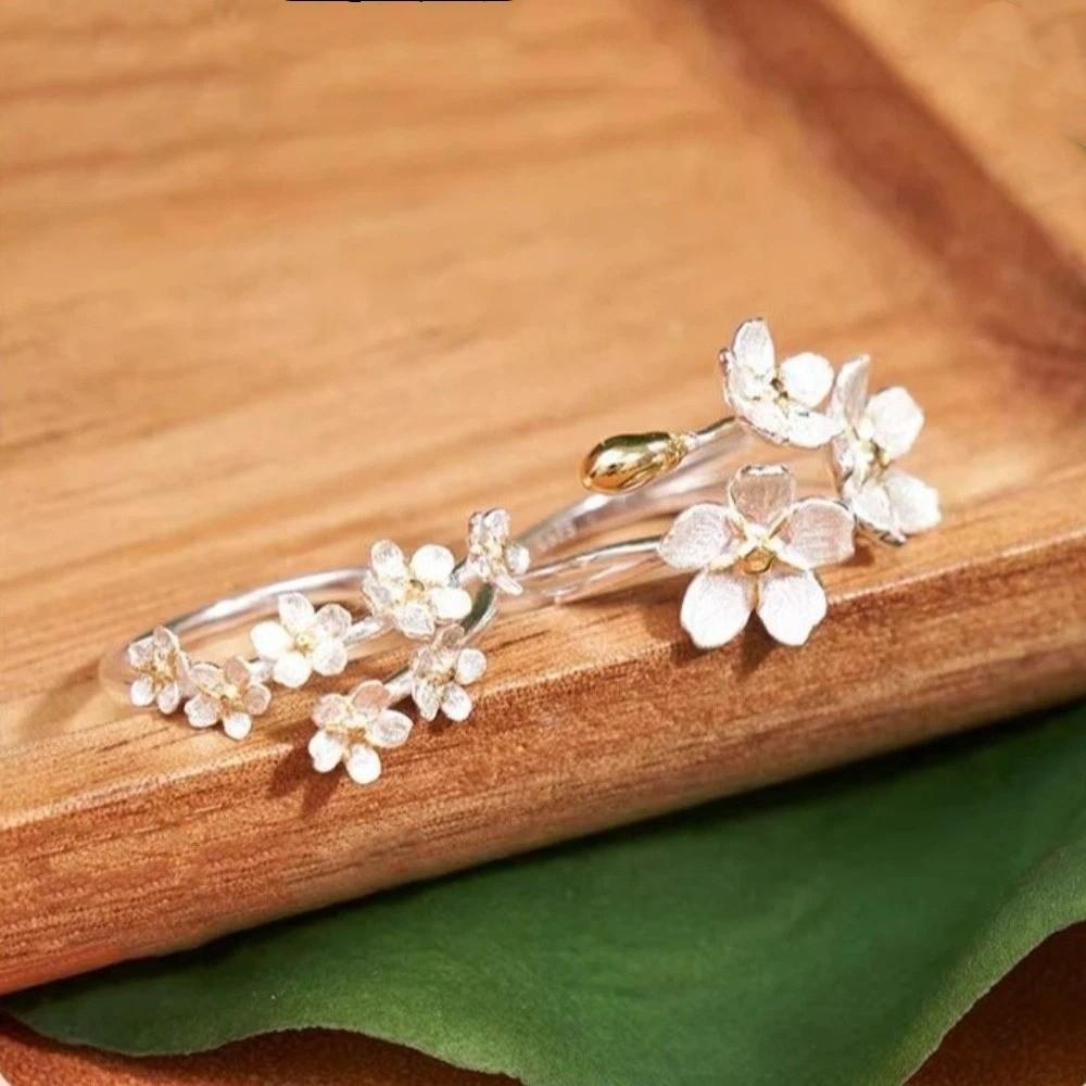 Delicate Design Adjustable Rings Elegant Women Jewelry Ornaments Flower Opening Rings Gift