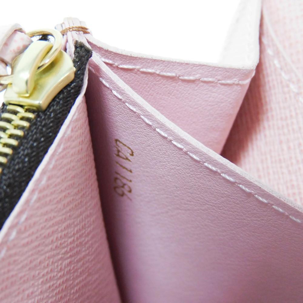 Used 12564 Portefeiulle Kaisa N61227 7940 Logo Ebene Brown Pink Bifold Two-tone Damier Rose Ballerine Ladies from Japan