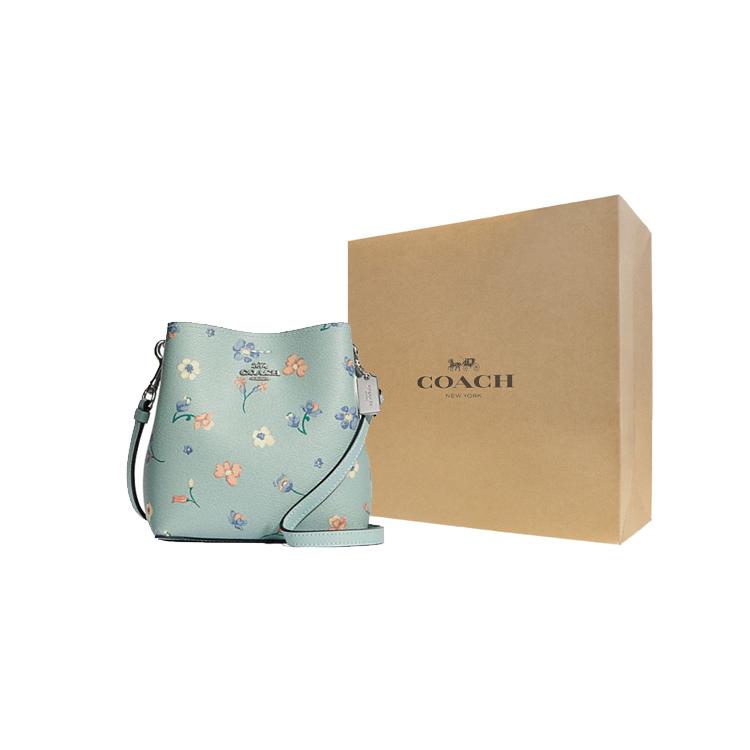New COACH Town Artificial Leather Bucket Bag, Handbag, Shoulder Bag, Crossbody Bag Mini Women's Lake Aqua Green C8608-SVTYE
