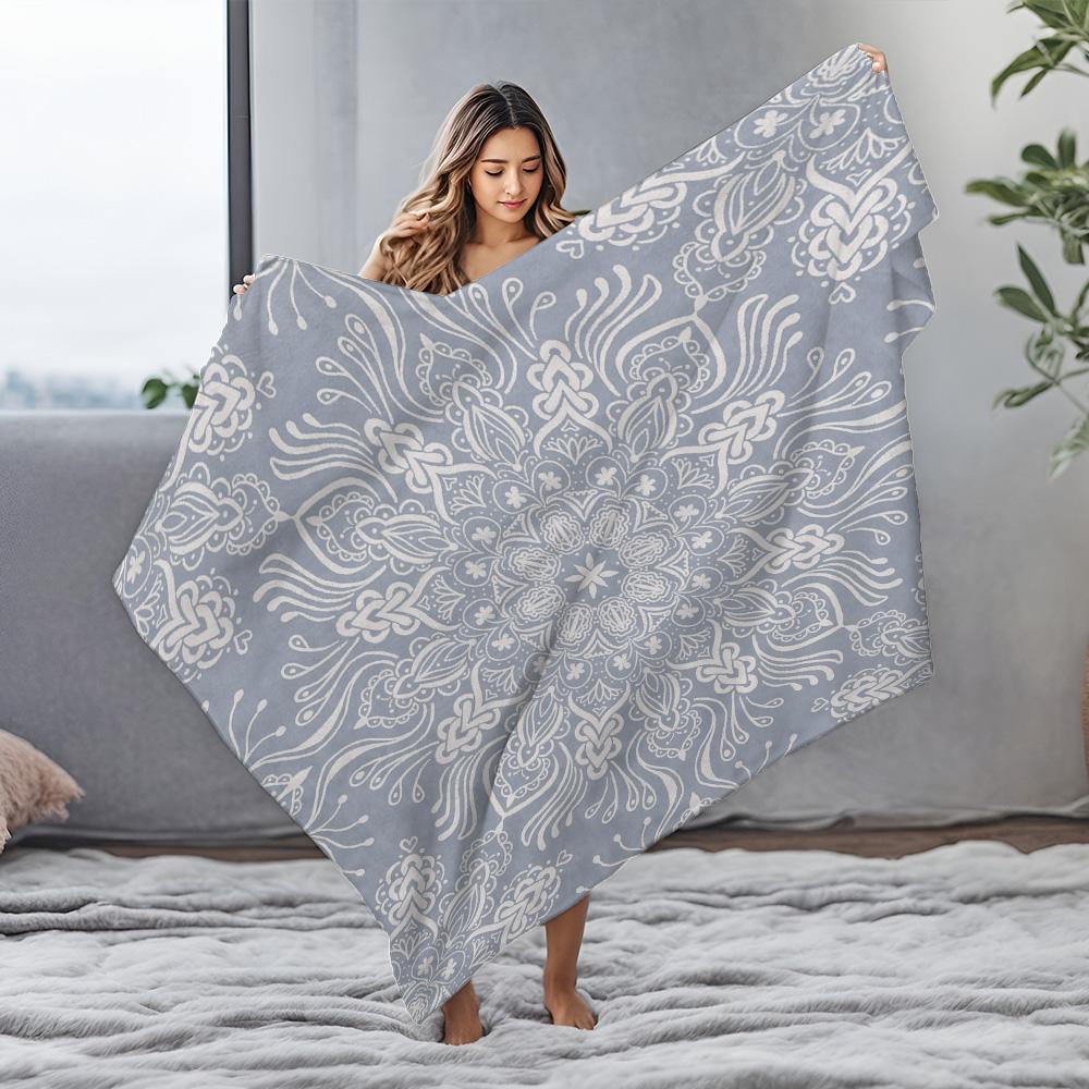 Boho Floral Knitted Throw Blanket Soft Cozy Bed Blanket For Sofa Couch Decoration Gift