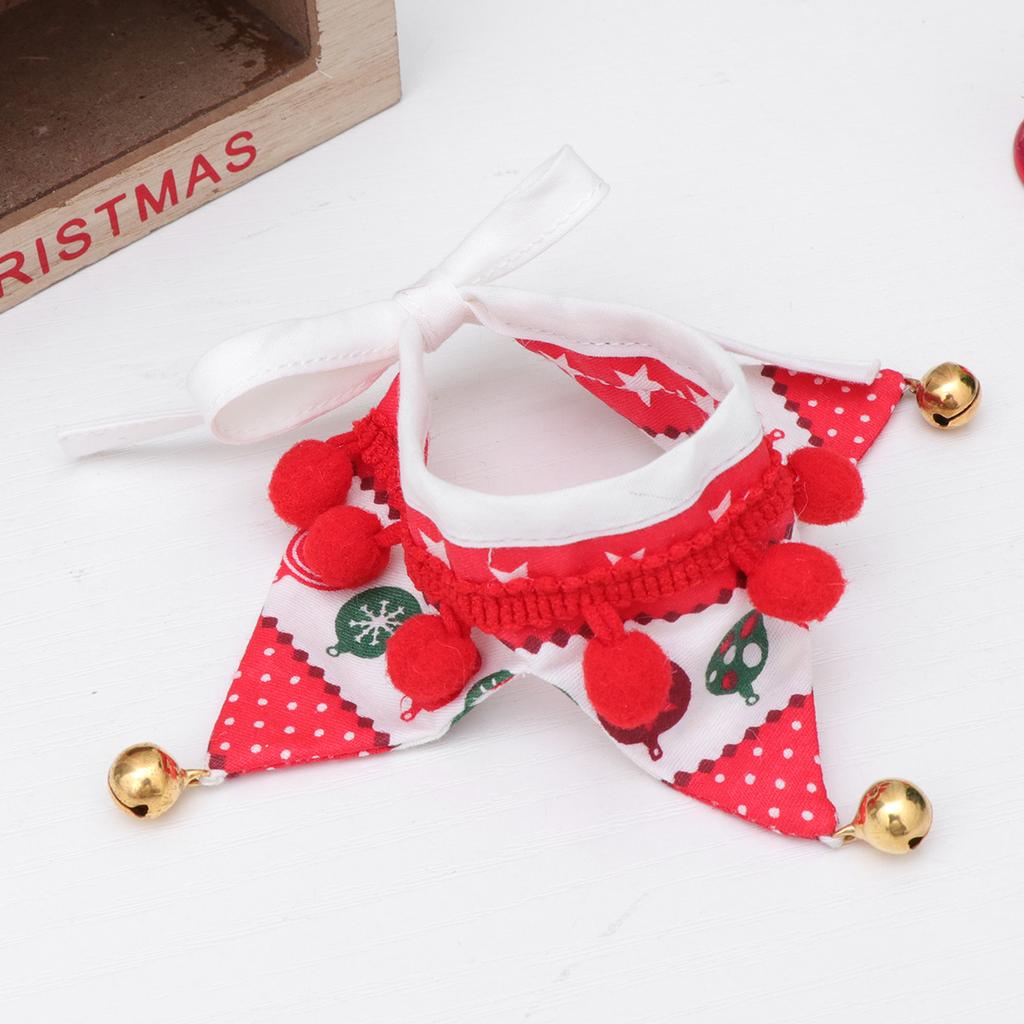 Bell Scarf For Pet Christmas Triangle Neck Scarf Jingling Bell Puppy Cat Neckerchief Holiday Party Accessory Fawn Xs