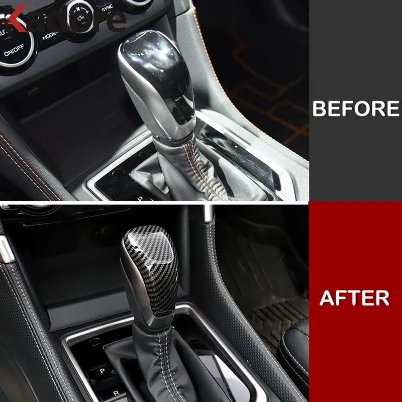 Car Gear Shift Knob Head Cover Trim For Subaru XV Crosstrek SUV 2018      Carbon Fiber Interior Accessories