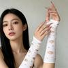 Hollow Arm Warmers Black Hand Sleeves Wrist Cuffs Fingerless Gloves Halloween Cosplay