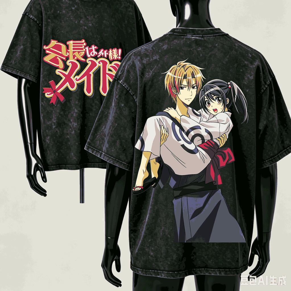 Maid Sama Washed T-shirt 2026 New Model personality Clothes shirt Year round clothing Retro Fashion Vintage Loose gift