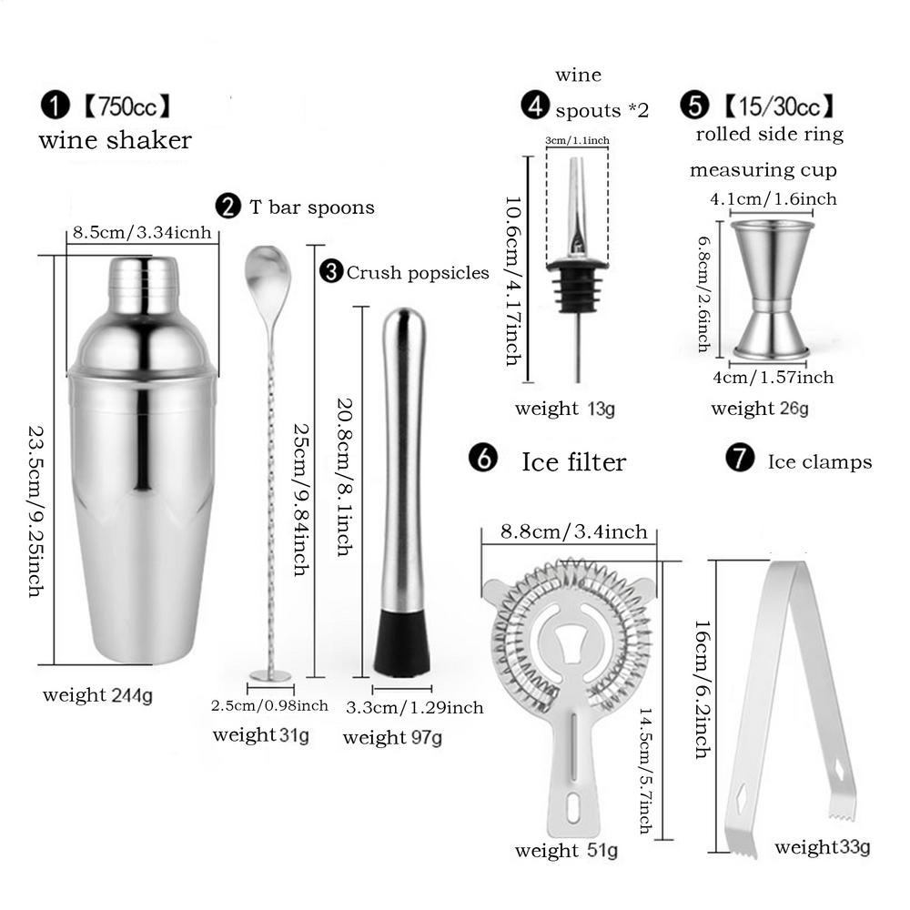 

Коктейльный шейкер из нержавеющей стали, миксер для вина, Мартини, Бостонский шейкер для бармена, вечерние барные инструменты, 550 мл/750 мл