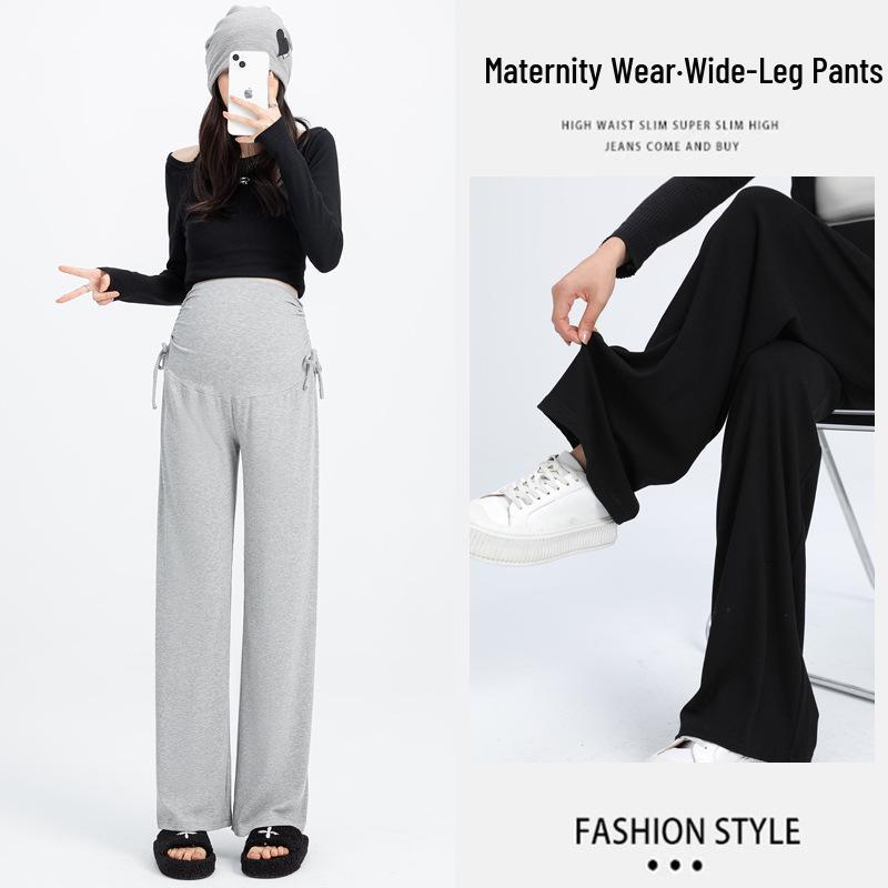 2026 Petite Maternity Drawstring Wide-Leg Pants for Spring/Summer/Autumn