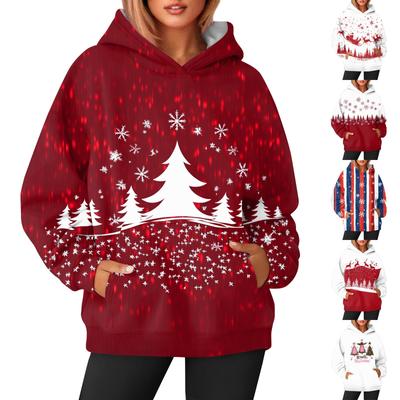 Moletom com capuz estampado casual e moderno feminino de manga comprida